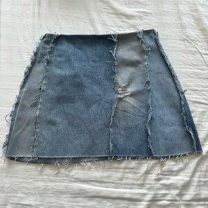 Patchwork Distressed Denim mini Skirt from Rokit Originals